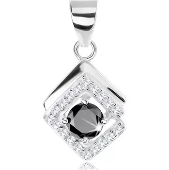 Přívěsek Přívěsek ze stříbra 925, obrys kosočtverce, černý kulatý zirkon