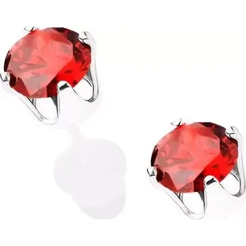 Náušnice Stříbrné 925 náušnice s puzetovým zapínáním, kulatý červený zirkon, 5 mm