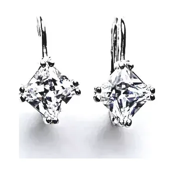 Náušnice Stříbrné náušnice čirý zirkon - NK1257 (Stříbrné náušnice se zirkonem 6x6 mm)