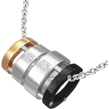 Přívěsek Ocelové přívěsky pro dva - oválný prstenec, zirkon