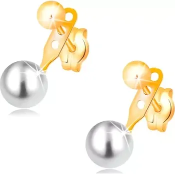 Náušnice Náušnice ve žlutém 14K zlatě, lesklá hladká kulička a bílá perla