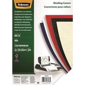 Vazač Zadní kryt "Delta", pro kroužkovou vazbu, imitace kůže, matný červený, A4, 270 g, FELLOWES