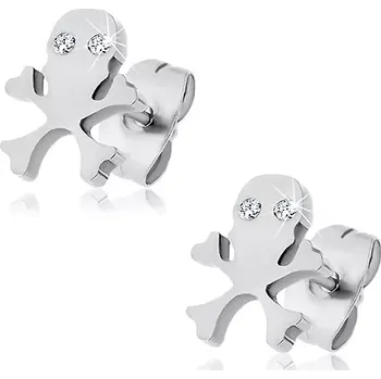 Náušnice Náušnice z oceli - lebka, zirkonové oči