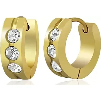 Náušnice Náušnice z oceli - kruhy se zirkony a zářezem ve středu