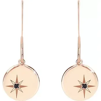 Náušnice Stříbrné náušnice 925 růžovozlaté barvy - lesklý kruh, Polárka, černý diamant