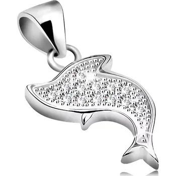 Přívěsek Přívěsek ze stříbra 925, rhodiovaný skákající delfín s čirými zirkony