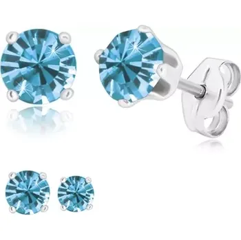 Náušnice Puzetové náušnice - zářivý zirkon v kotlíku, nebeská modrá, stříbro 925 - Velikost zirkonu: 5 mm