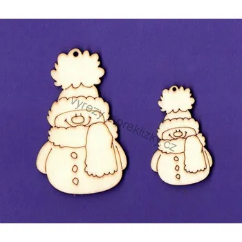 Stavební deska Výřez z překližky, F25/2, ZACHUMLANÝ SNĚHULÁK S KULICHEM-malý, 4,8x3cm, 1ks