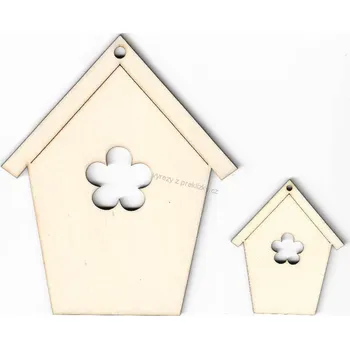 Překližka Výřez z překližky, S30/1, BUDKA S KVĚTEM-velká, 10,5x12,5cm, 1ks