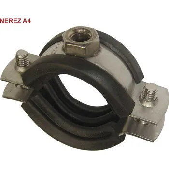 A4 Objímka dvoušroubová T1: s pryžovou vložkou NEREZ AISI 316L