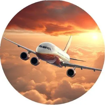 Jedlá dekorace na dort Jedlý papír dopravní letadlo a západ slunce 19,5cm - PICTURE