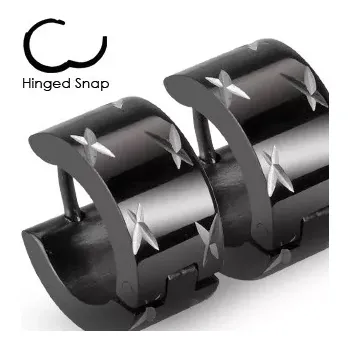 Náušnice Ocelové náušnice se stříbrnými hvězdičkami