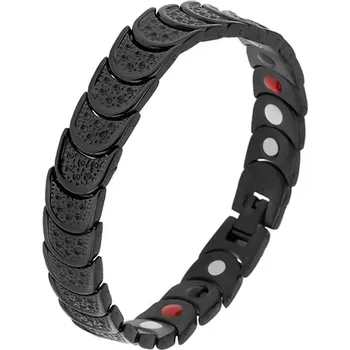 Náramek Náramek z oceli černé barvy, půlkruhy s jamkami, barevné magnety