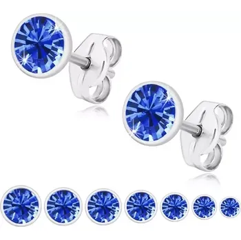 Náušnice Náušnice ze stříbra 925 - třpytivý zirkon safírově modré barvy v objímce - Velikost zirkonu: 4 mm
