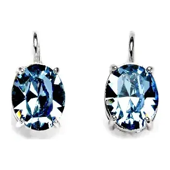 Náušnice Stříbrné náušnice Swarovski akvamarine - NK1242 (Stříbrné náušnice se Swarovski krystalem 10x8 mm)