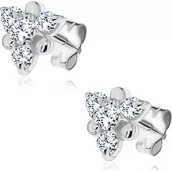 Náušnice Náušnice ze stříbra 925 - zirkony a kuličky uložené do trojúhelníku