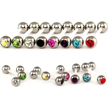 Piercing Piercing do jazyka z oceli - flexi tyčinka, vsazený zirkon - Barva zirkonu: Červená - R