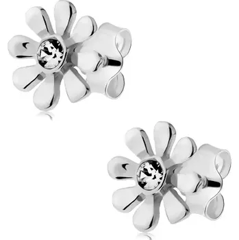 Náušnice Stříbrné 925 náušnice, kopretiny s čirým zirkonem uprostřed