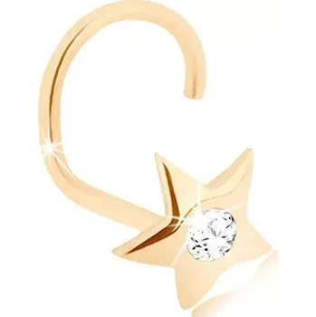 Piercing Zlatý 14K piercing do nosu - blýskavá hvězdička s broušeným diamantem
