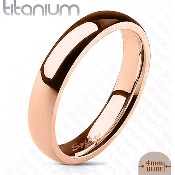 Prsten Hladká obroučka z titanu v barvě růžového zlata, lesklý povrch, 4 mm - Velikost: 49