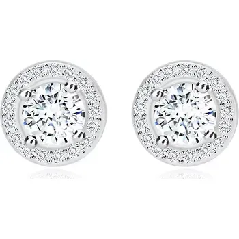 Náušnice Puzetové náušnice - stříbro 925, třpytivý kulatý zirkon s čirým lemem, 9 mm