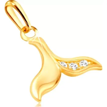 Přívěsek Přívěsek ve žlutém zlatě 585 - zvlněná ploutvička vykládaná zirkony v čirém odstínu
