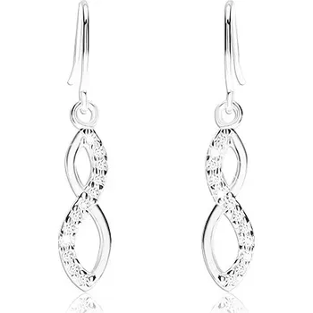 Náušnice Náušnice ze stříbra 925, dvě spojené vlnky - hladká a zirkonová