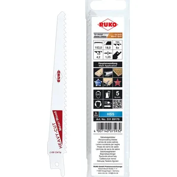 Pilové listy pro pily ocasky na kov/dřevo 150x18x1,25mm rozteč 4,2mm RUKO 8917 5ks