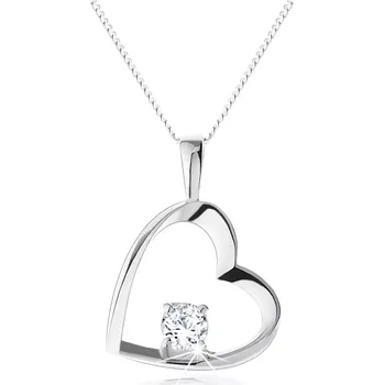 Náhrdelník Náhrdelník ze stříbra 925, lesklý obrys pravidelného srdce s kulatým zirkonem