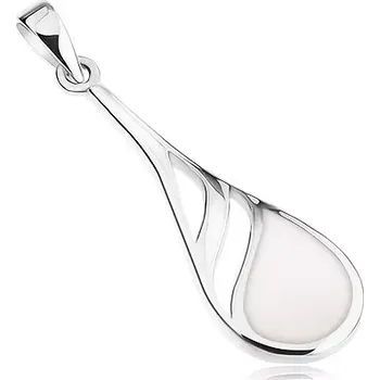 Přívěsek Stříbrný přívěsek 925, kapka s ozdobnými výřezy a perletí