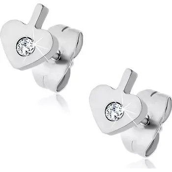 Náušnice Ocelové náušnice - pikový list, zirkon