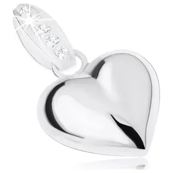 Přívěsek Přívěsek ze stříbra 925, čiré kamínky, lesklé vypouklé srdíčko