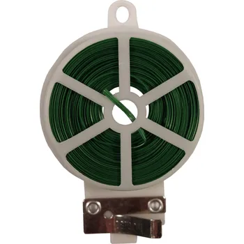 Vázací drát TOPTRADE drát ocelový, poplastovaný, zelený, planžetové nůžky v plastovém pouzdře, 0,4 mm x 50 m (TOPTRADE drát ocelový, poplastovaný, zelený, planžetové nůžky v plastovém pouzdře, 0,4 mm x 50 m)