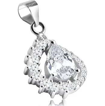 Přívěsek Přívěsek ze stříbra 925, asymetrická kontura kapky, čirý zirkon uprostřed