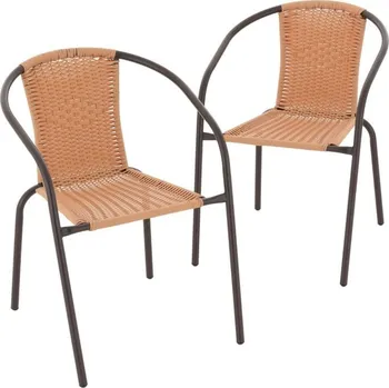 GARTHEN Sada 2 kusů bistro židlí s výpletem, světle hnědá