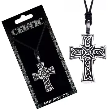 Náhrdelník Náhrdelník se šňůrkou – černý, keltský kříž