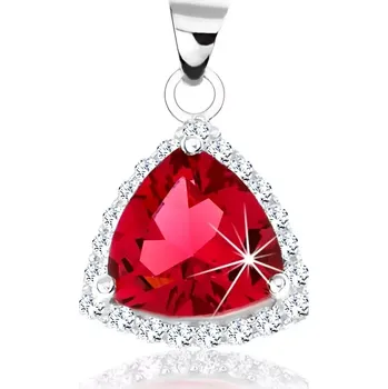 Přívěsek Stříbrný přívěsek 925, zaoblený trojúhelník, červený zirkon, blyštivá obruba