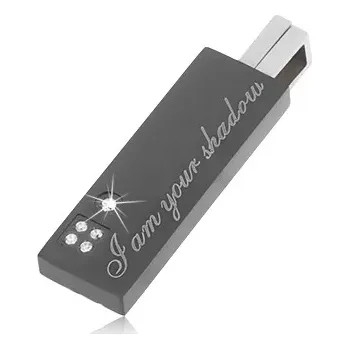 Přívěsek Ocelový přívěsek černé a stříbrné barvy, nápis, gravírování, zirkony