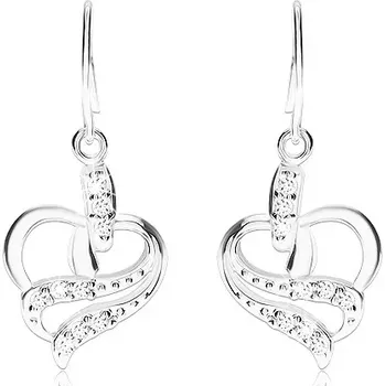 Náušnice Náušnice ze stříbra 925, obrys srdce se zvlněnými liniemi, čiré zirkony