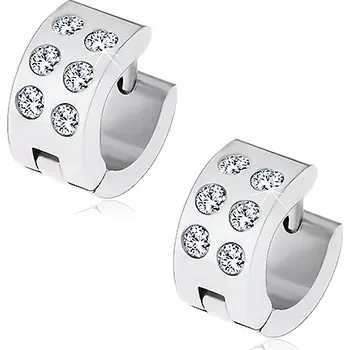 Náušnice Ocelové kloubové náušnice se šesti kulatými zirkony čiré barvy