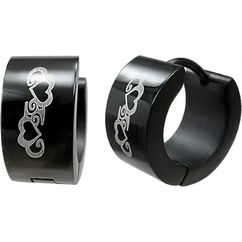 Náušnice Náušnice z chirurgické oceli černé barvy, pospojovaná srdíčka a ornamenty