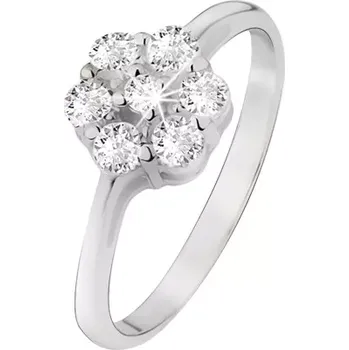 Prsten Prsten ze stříbra 925, květ z čirých okrouhlých zirkonů - Velikost: 57