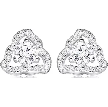 Náušnice Náušnice ze stříbra 925 s rhodiovaným povrchem - čirý obrys nesouměrného trojúhelníku