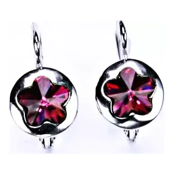 Náušnice Stříbrné náušnice kytička Swarovski fuchsie - NK1300 (Stříbrné náušnice Swarovski kytičky)