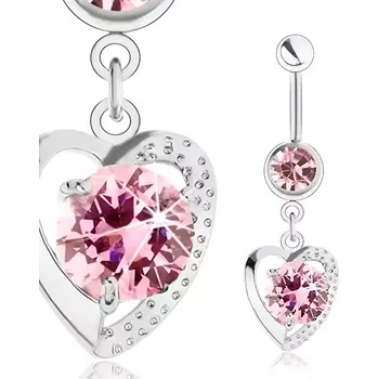 Piercing Šperky Eshop – Piercing do pupíku – růžové zirkony