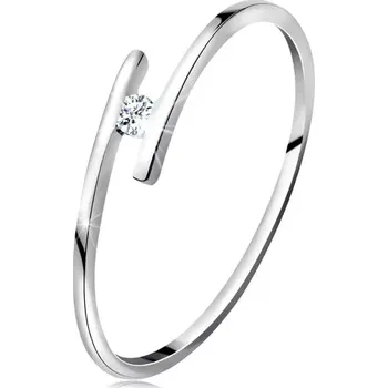 Prsten Prsten z bílého 14K zlata - tenká lesklá ramena, blýskavý čirý briliant - Velikost: 57