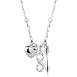 Stříbrný náhrdelník 925 - černý briliant, srdce, symbol nekonečna, šíp