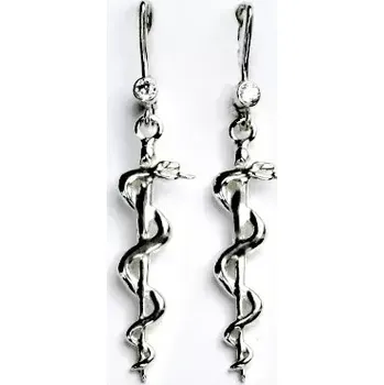 Náušnice Stříbrné visací náušnice lékařský znak čirý zirkon - NK28/196 (Stříbrné náušnice lékařský znak s čirými zirkony)