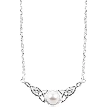 Náhrdelník Stříbrný náhrdelník 925, bílá polokoule, keltské uzly po stranách