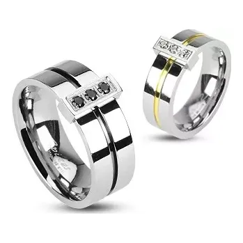 Prsten Prsten z chirurgické oceli, 3 zirkony - Velikost: 67